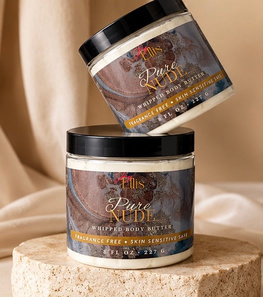 Pure Nude Fragrance-Free Whipped Body Butter – 8 oz | Moisturizing Body Cream for Dry Skin